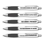 5 Pack of Ballpoint Pens - Funny Pen Set For Colleagues - Funky Stationery Quirky Gift - Office Desk Accessories - Rude Pen Set - Funny Friend Gift