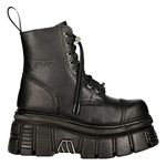 NEW ROCK M-NEWMILI083-S21 TOWER COMBAT BOOTS Black Leather Platform Biker Shoes 42