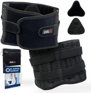 Dr. Arthritis Back Brace Support Belt, Medical Lower Lumbar Brace for Men & Women, Orthopedic Back Protector to Help Aid Back Discomfort, Sciatica, Herniated Disc, Scoliosis & More, Black, Medium