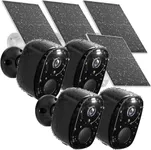 Security Cameras Wireless Outdoor: 4PC Cameras for Home Security with Solar Panel Battery Powered WiFi Security Solar Cameras with Color Night Vision, AI Motion Detection, Waterproof,Works Alexa