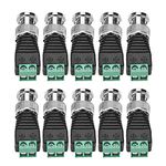 Gagool BNC Male Connector BNC to 2 Screw Terminal Solderless Adapter for Transmit CAT5 Coaxial Cable to CCTV Surveillance Camera BNC Male Balun Connector(10 Pack), Black