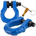 GearAmerica UBER Shackles with Anti Theft Lock (2PK) Blue | 80,000 lbs (40T) Strength | Towing D-Rings + UBERLock Security Pin 7/8" + Washers | Connect Tow Strap or Winch Rope for Off-Road Recovery