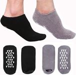 EXPER Moisturizing Gel Spa Humectant Moisturizer Socks for Men's Large Feet Size 10-12 Dry Hard Broken Rough Skin Cracked Heel Silicone Heel Socks (Black + Grey)