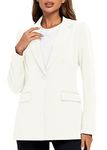 Urban CoCo Women's Casual Blazers Open Front Lapel Button Long Sleeve Office Work Suit Jacket (White, XL)