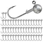 UperUper 50pcs Round Ball Fishing Jig Heads Set, Fishing Jig Head Hooks for Saltwater Freshwater Swimbait Bass Trout, 1/8oz 1/6oz 1/4oz