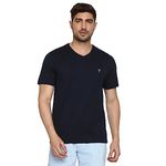 Van Heusen Men Athleisure Smart Tech T-Shirt - Easy Stain Release, Anti Stat, Ultra Soft_60001_Navy_XL