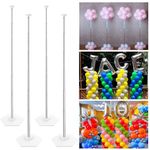 YALLOVE Telescopic Balloon Column Stand, Set of 4, 2m Stainless Steel Balloon Tower Holder, Table Balloon Centerpieces, and Balloon Stand for Floor 2-in-1 Kit