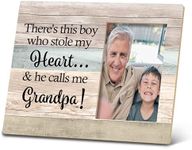 SRADMO There's This Boy Who Stole My Heart and He Calls Me Grandpa Picture Frame,Grandpa and Grandson 10×8 inch Wooden Tabletop Photo Frame for Grandpa,Birthday Gifts for Grandpa