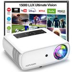 HOPVISION Native 1080P Projector Full HD, 9500Lux Movie Projector with 150000 Hours LED Lamp Life, Support 4K 350" Home Outdoor Projector for Smartphone/PC/Laptop/ PS4/ TV Stick/EXCEL/PPT