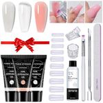 THR3E STROKES Poly Nail Gel Extension Kit for Builder Gel UV Nail Art Kit Nail Extension Set (Clear, Pink, White) (Set of 10)