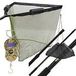 42" Landing Net Dual Float Carp Coarse Fishing with 2m 2pc Pole Handle + Stink Bag Case & Digital Camo Scale 40kg/88lb with Sling