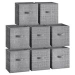 SONGMICS Storage Cubes, 13-Inch Non-Woven Fabric Bins with Double Handles, Set of 8, Closet Organizers for Shelves, Foldable, for Clothes, Cattail Gray UROB833G01