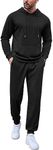 COOFANDY Men Sweatsuit Sets 2 Piece Hooded Track Suits Long Sleeve Jogger Outfits Sets Black Large