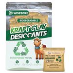 Wisesorb 6g x 60 Kraft Clay Desiccants Packs for Storage, 1/6U Bentonite Clay Desiccant Bags - Food Safe Silica Gel Packets Alternative, Military Grade Moisture Absorbers Dehumidifier