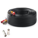 100ft 30M BNC Cable Security Camera Wire with BNC Connectors and RCA Adapters Video Power Cable for CCTV Camera Surveillance Kit and Security Camera System, Black