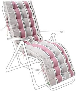 Gardenista Outdoor Patio Sun Lounger Cushion 160x48cm | Water Resistant Garden Recliner Chair Cushion | Thick Sunbed Cushion Replacement Pad with Secure Ties (Tram)