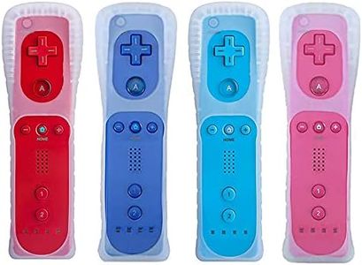 Tevodo Wii Remote Controller, 4 Packs Upgrade Wii Wireless Controller Compatible with Wii Wii U(Red Blue Pink Deep Blue)