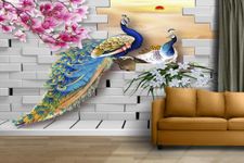 INFINITY INTERIORS 3D Wallpaper Beautiful Peacock Hd Print Wall Painting Poster Picture Wall Sticker for Living Room, Bedroom, Home Decor, PVC Vinyl, Multicolor, Pack of 1