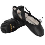 s.lemon Leather Ballet Shoes,Split-Sole Dance Practice Ballet Slipper for Beginners Ballerina Black 23