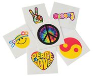 144 Indiviual Assorted Groovy Hippie 60s And 70s Themed Trick or Treat Tattoos