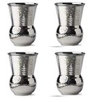 NJ OVERSEAS Stainless Steel Mughlai Napa Hammered Tumbler/ Water Glass, 400 ml: 4 Pcs Set