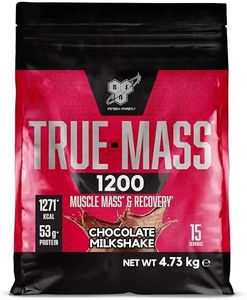 BSN True Mass 1200, Mass Gainer in Polvere con Proteine Whey Isolate e Carboidrati, Aumento di Peso, Crescita Muscolare e Recupero Post-Allenamento, Gusto Frullato al Cioccolato, 15 Porzioni, 4.8 kg
