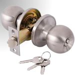 Entry Door Knobs with Lock and Keys, Interior Door knob, Satin Nickel Door Handle with Lock.