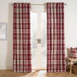 OHS Red Blackout Curtains Dorset Woven, Decorative Eyelet Curtains for Summer Winter Long Curtains for Living Room Bedroom Soft Modern, 66x90
