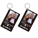 Auchic Custom Spotify Keychain, Personalized Acrylic Music Keychain with Photo, Custom Song Plaque Keychain for Him Gifts (Black 2 Pack)