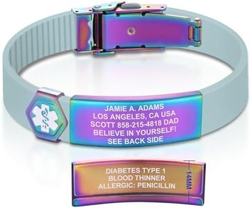 Divoti Custom Dual-Sided Engraved Silicone Medical Alert ID Wristband w/Security Clasp & Trim-to-Fit Pale Light Blue Silicone Band w/Security Clasp - LBU-RW-WH/13MM