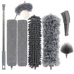 Feather Duster 7PCS Dusters for Cleaning Extendable Telescoping Extension Pole 30 to 100 Inches, Long Handled Duster with Gap Cobwebs Brush Bendable Washable Long Duster for Ceilings Furniture