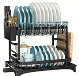 Sisliya Dish Drying Rack, 2 Tier Dish Rack, Dish Strainers for Kitchen Counter, Dish Drainer, Dish Rack with Drainboard, Large Dish Drying Rack, Collapsible Dish Rack and Drainboard Set (304 Rack)