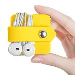 ELFRhino Headphone Organizer Earphone Organizer Tangle-Free Earbuds Organizer Cord Manager Keeper Durable Wrap Winder Cable Winder Yellow