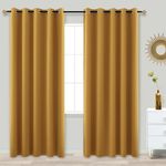 KOUFALL Gold Curtains for Living Room,84 Inches Long Room Darkening Extra 72 Inch Wide Blackout Grommet Thermal Insulated Bedroom Curtains Drapes 84 Inch Length 2 Panels Set