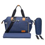 Fexkean Baby Changing Bag,Nappy Diaper Bags for Mom and Dad with Changing Pad & Insulated Pockets,Messenger（U3023-Blue）