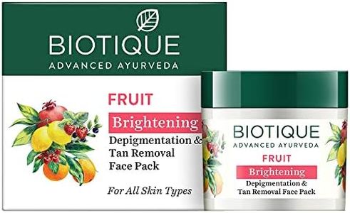 Biotique Fruit Brightening Depigmentation and Tan Removal Face Pack| Ayurvedic and Organically Pure| Tan Removal Face Pack for All Skin Types|100% Botanical Extracts| 75gm