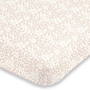 NoJo Neutral Cheetah Peach, Pink & Ivory Super Soft Mini Crib Sheet, Pink, Peach, Ivory, 24x5x38 Inch (Pack of 1)