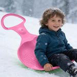 Snow Sleds Board Plastic Snow Slider,Bum Seat Sledge for Kids,Heavy Duty Outdoor Snow Saucer Sled,Plastic Disc Beach Downhill,Winter Outdoor Sports SnowBoat Sledge,Toddlers Stable Sleigh (Pink)