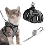 rabbitgoo Cat Harness and Leash Set for Walking Escape Proof, Adjustable Soft Kittens Vest with Reflective Strip for Cats, Comfortable Outdoor Vest, Grey, S