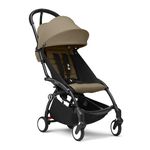 Stokke YOYO3 Stroller from 6 Months - Includes Black Frame/Toffee Seat Cushion + Canopy - Folds in & Out in a Flash - Light & Compact - Carry-On Compatible