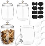 SENONAPO 4 Pcs 64 oz Candy and Cookie Jar with Lids 4 Spoons Plastic Jars Decorative Apothecary Jars Candy Buffet Containers Clear Can Airtight Food Storage Canister for Home Decoration Supplies