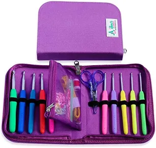 Athena's Elements Best Crochet Hook Set with Ergonomic Cushioned Handles. Perfect Crochet Hooks for Arthritic Hands, Smooth Knitting Needles for Superior Results & Knitting Accessories