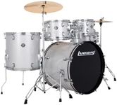 Ludwig Accent Drive Drum Kit for Beginner to Intermediate Drummers, 5-Piece Set includes 22" Bass Drum, Hi-Hats, Crash/Ride Cymbal and Throne - Silver Sparkle (LC19515DIR)