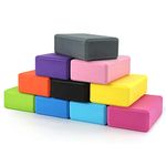 10pcs Foam EVA Yoga Blocks, Colored Lightweight Yoga Blocks Bulk Anti-Skidding Supportive Eva Foam Yoga Blocks for Yoga Pilates Stretching Meditation Women Men Yogi Yoga Beginners