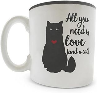 Burton & Burton All You Need is Love (and a Cat) Ceramic Coffee Mug, 13-Ounce, Grey Cat with Red Heart