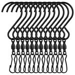 FEPITO 12 Pack Swivel Hooks Clips Wind Spinner S Hook Clips Hanging Wind Chimes Crystal Twisters Party Supplies (Black)