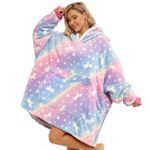 Wenlia Oversized Hoodie Blanket for Adult, Glow in The Dark Sherpa Blanket Hoodies for Women and Men, Premium Flannel Wearable Blanket Sweatshirt Hoodie Birthday Gifts - One Size Fits All