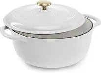 Best Choice Products 6 Quart Enamel Cast-Iron Round Dutch Oven, Family Style Heavy-Duty Pre-Seasoned Cookware for Home, Kitchen, Dining Room, Oven Safe w/Lid, Dual Handles - Vanilla Buttercream