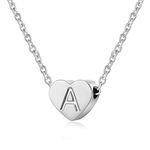 AFSTALR Heart Letter Initial Necklace for Women - Personalized Girls Tiny Initial Alphabet Love Choker Necklace, Silver Letter A Necklace