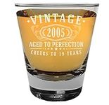 Vintage 2005 Etched 1.75oz 1pk Shot Glass – Happy 19TH Birthday Gifts Women Men, Cheers to 19 Years, Turning 19 Year Old Woman Decorations Decor, Anniversary Bday Party Favors Best Gift Ideas 1.0